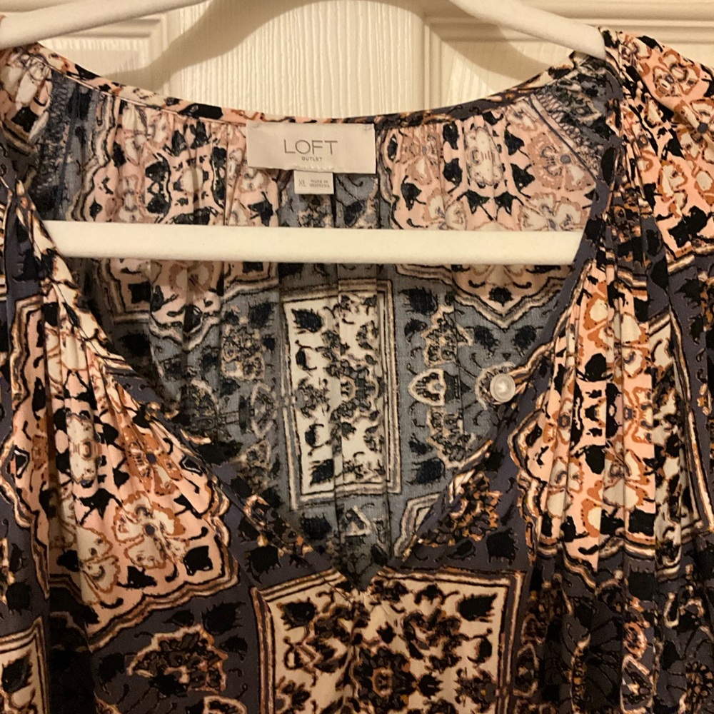 LOFT XL Multicolor Abstract Patterned Top - image 2